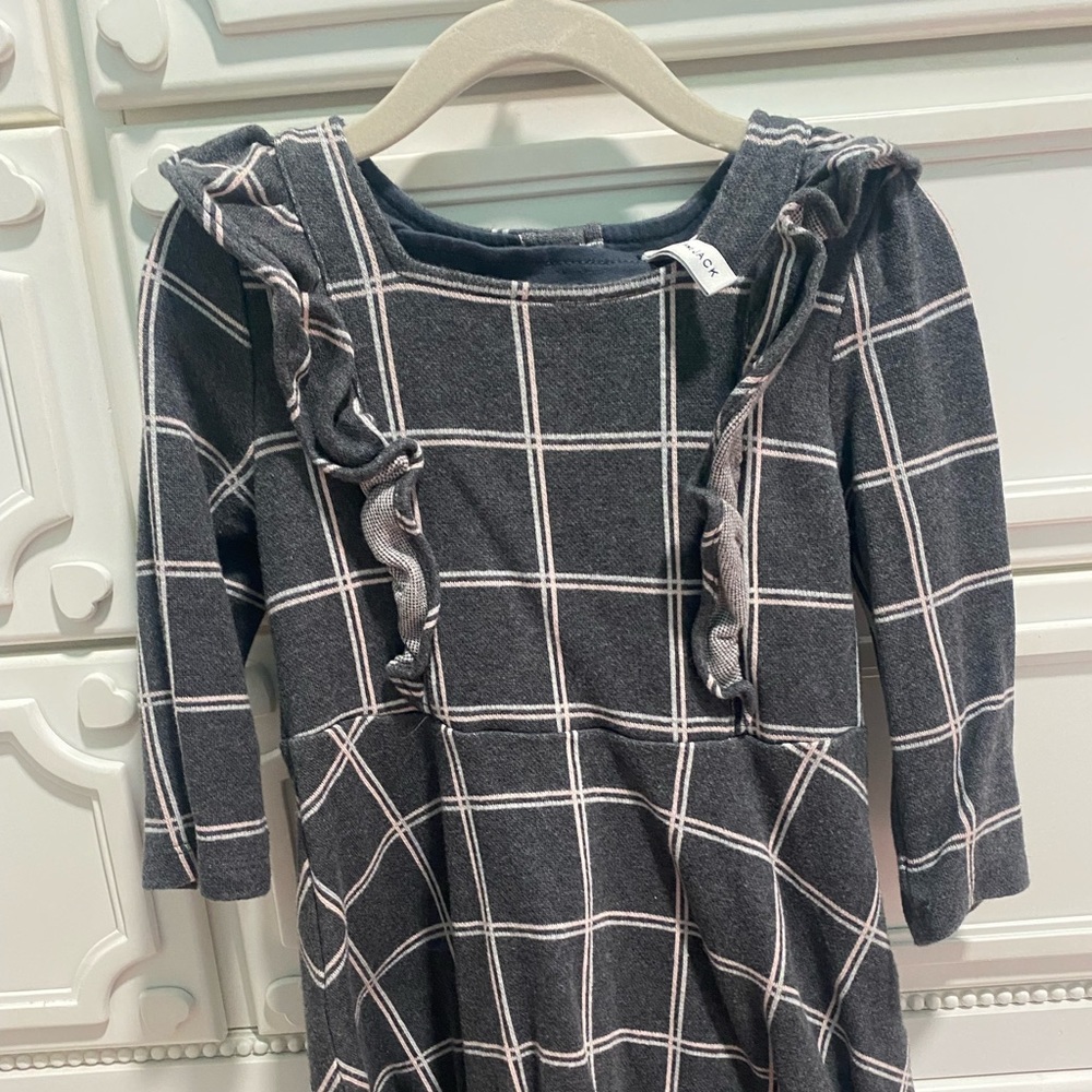 Grey checkered design kids dress